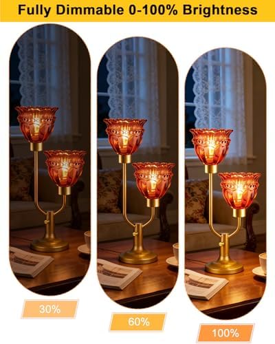 Lightdot Mid Century Modern Red Glass Table Lamp Vintage Lamp Gift Dimmable
