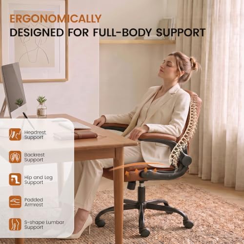 Office Desk Chair, Ergonomic Computer Chair with Flip-Up Arms