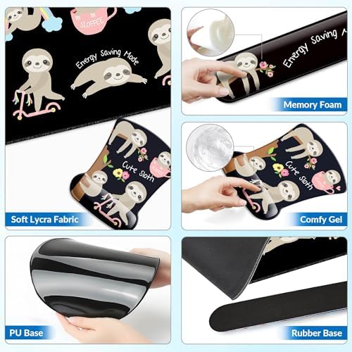 Desk Mat Set Keyboard and Mouse Pad with Wrist Rest Support