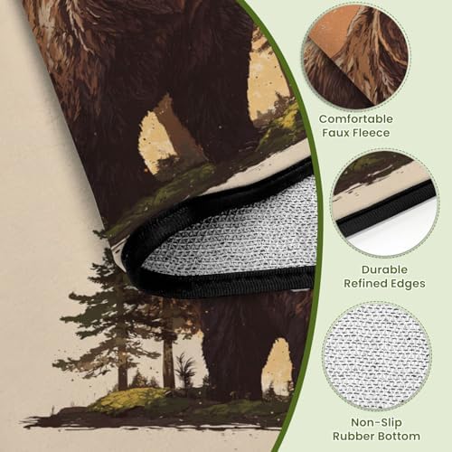 Serene Bear Standing Tall Pine Forest Warm Earth Tones Area Rug Outdoor Patio Rug Play Mat Modern Floor Carpet Non-Slip Home Decor Living Room Kids Bedroom Nursery, 6x9 ft