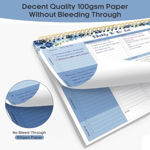 Taja Weekly To Do List Notepad, Undated Weekly Planner Pad, 8.5" x 11"