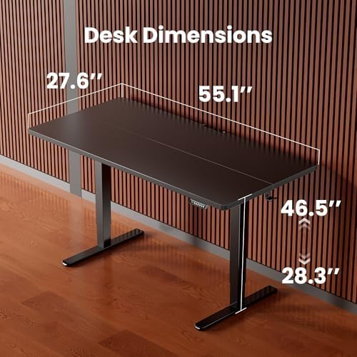 ErGear 55 x 28 Inches Height Adjustable Electric Standing Desk, Sit Stand up Desk, Memory Computer Home Office Desk, Black