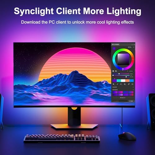 pc sync Light bar，LED Light Strips Deliver Synchronized Lighting Effects with Screen Colors and Music, Compatible with Win/Mac Systems. (PC Sync Light (for 24-inch Models))