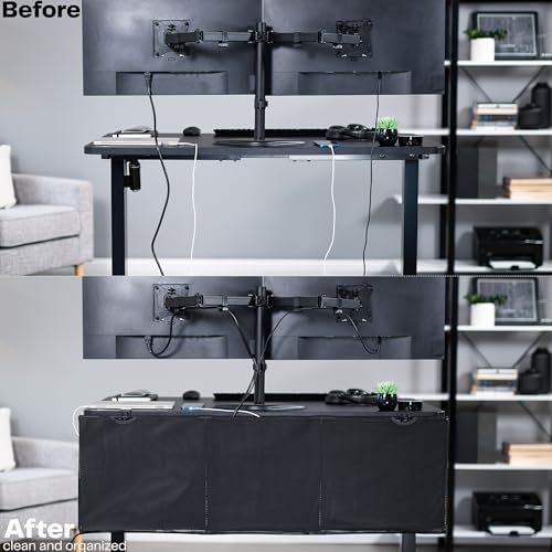 VIVO Black Clamp-on 48 inch Desk Cable Management Sleeve, DESK-SKIRT-48P