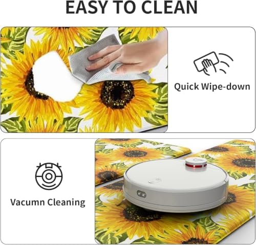 Sunflower Kitchen Decor Kitchen Mat, Cushioned Anti Fatigue Non-Slip