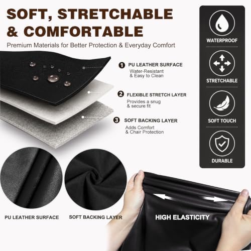 NeColorLife Large Waterproof PU Leather Office Chair Seat Cover