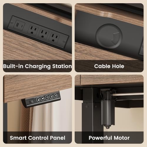 ModernMate Electric Standing Desk with Drawers, Hidden Cable Management