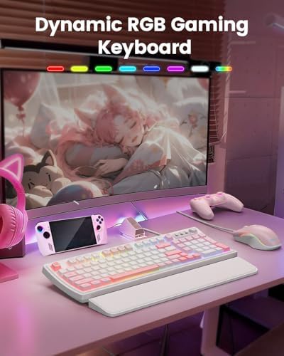 SABLUTE Gaming Keyboard and Mouse, Quiet Membrane with RGB Backlit - Pink