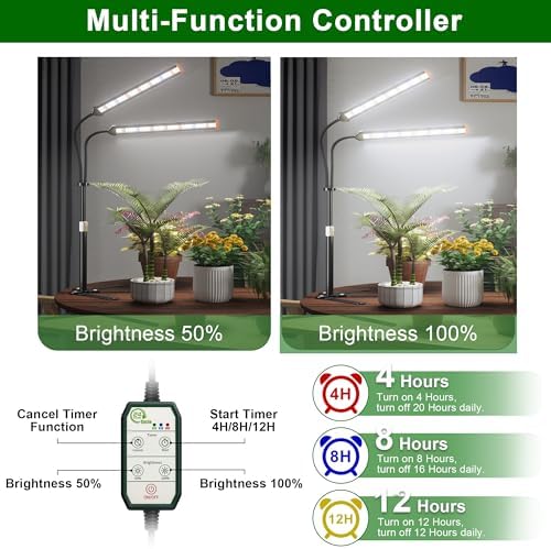 GooingTop Grow Light for Indoor Plants,Height 10-32'' with Dimming & Timer