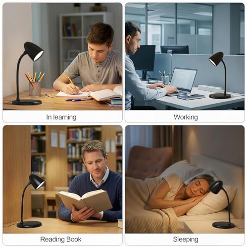 LED Desk Lamp for Home Office,Dimmable Table Lamp 3 Light Colors