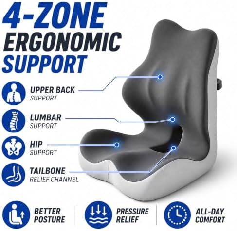 Celinva Orthopedic Seat Cushion with Back Support for Office Chair, Upgrade