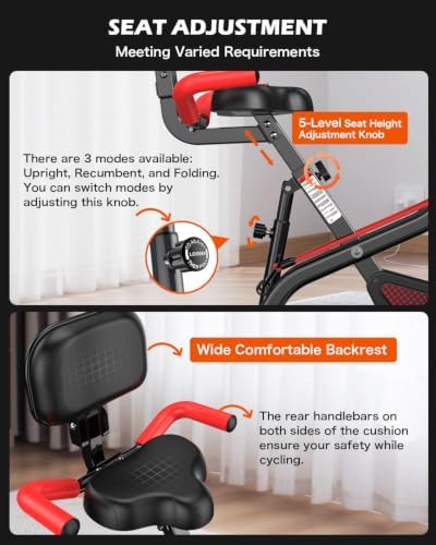 pooboo Folding Magnetic X‑Bike, Upright Exercise Bike for Home Gym