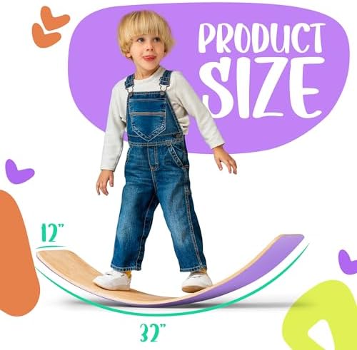 Ultimate Wooden Wobble Balance Board for Kids by bagacootha – Wooden Toddler Toys & Kids Rocker for Endless Play & Imagination | 32" Wobble Balance Board with Felt Base.