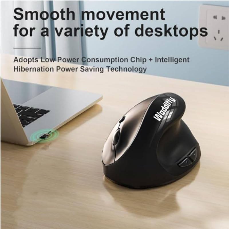 Woddiffy Ergonomic Mouse, Vertical Wireless Mouse,Battery Powered Black