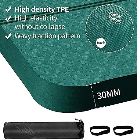 nuveti Large Exercise Mat - 15mm/20mm/30mm Thick Yoga Mat | Workout Mat for Fitness, Yoga, Pilates, Stretching & Floor Exercises for Women & Men with Free Carrying Bag