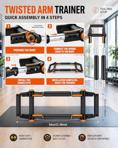 Chest Workout Equipment 3-in-1 Adjustable Twister Arm Trainer 60-140lbs