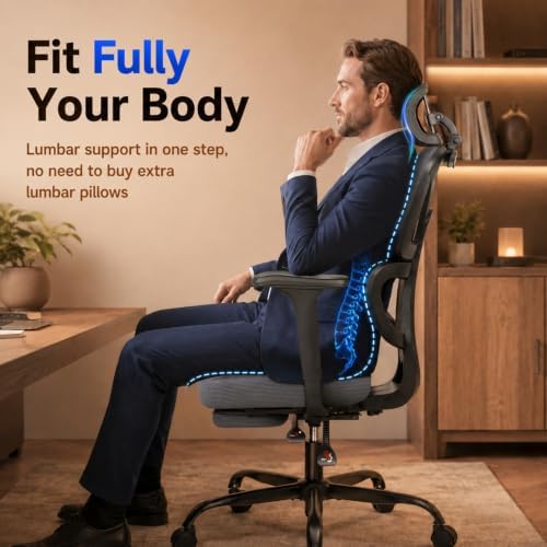Ergonomic Office Chair with Footrest - High Back Mesh Computer Desk Chair