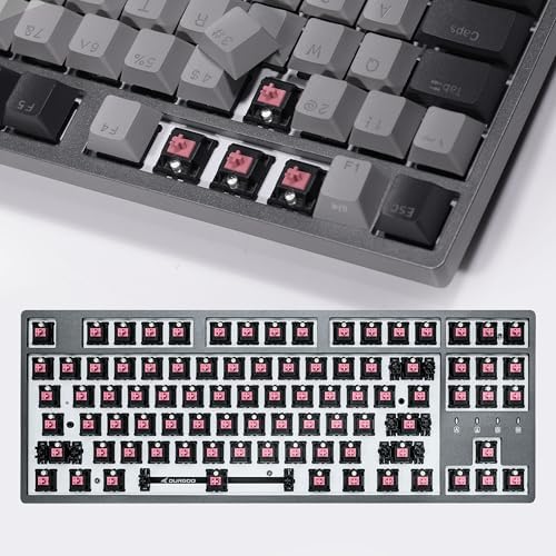 DURGOD Taurus K320 TKL Mechanical Keyboard | Backlit | 87 Keys Tenkeyless | USB C Wired | Doubleshot PBT Keycaps | Programmable Keys | NKRO Rollover | Windows & Mac | Cherry MX Silent Red, Corona