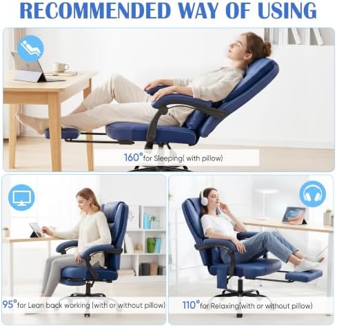 400lbs Reclining Office Chair with Ergonomic Lumbar Support