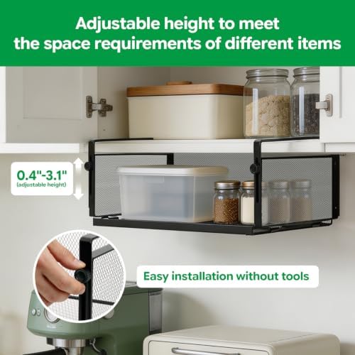 Black C-Clamp Under Desk Adjustable Carbon Steel Storage Organizer