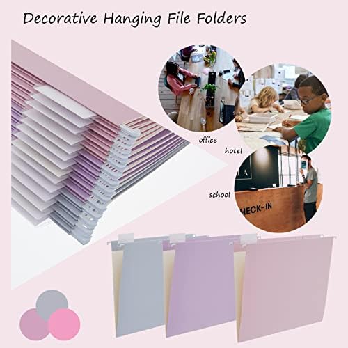 12 Pack Hanging File Folders Filing Cabinet Organizer Letter Size 1/5 Cut Adjustable Tabs Decorative for Home Office School Classroom,Marble……