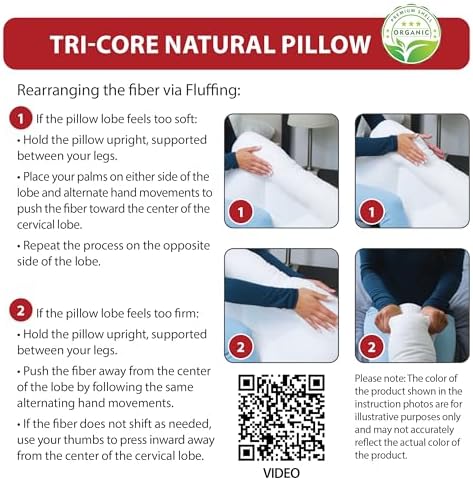 Tri-Core Natural Ergonomic Cervical Pillow for Neck Pain, Petite Firm