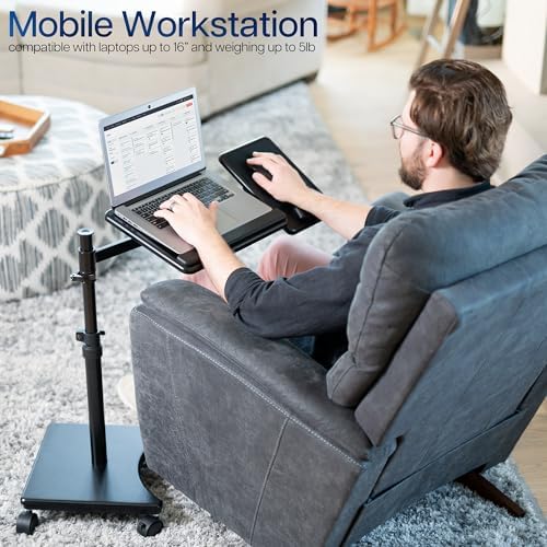 VIVO Black 15 x 12 inch Laptop Cart with Extension Arm, CART-H10L