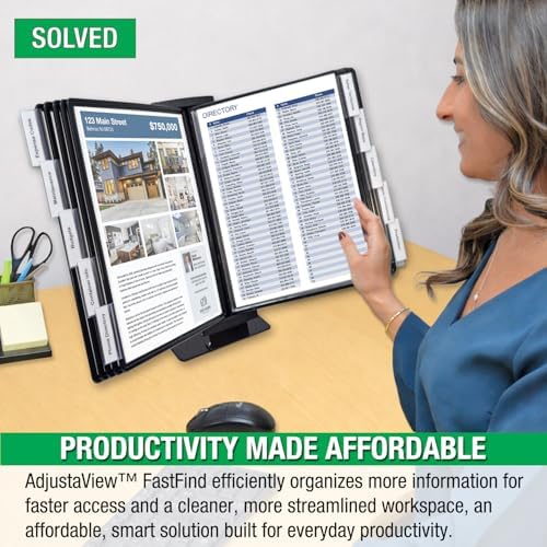 Ultimate Office FASTFIND 10-Pocket Desk Reference Display Organizer, Black