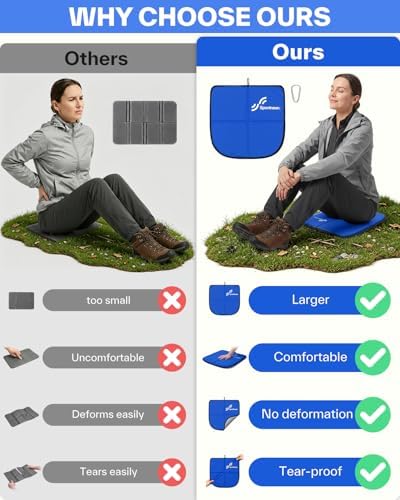 Sportneer Sitting Pad, Lightweight Waterproof Folding Seat Pad for Backpacking, 15.75'' x 15.75'' Portable Camping Seat Mat for Hiking, Picnics & Outdoor Use