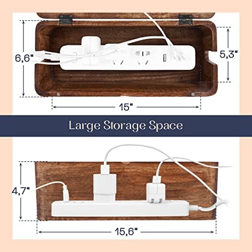 Large Cable Management Box, Wood Wire Organizer & Power Strip Cord Hider
