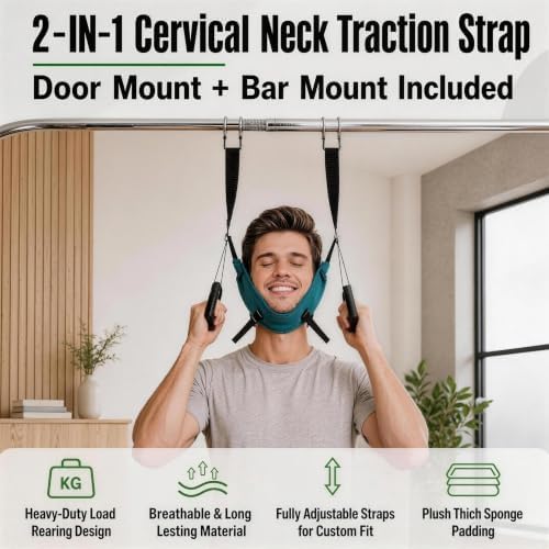 Cervical Neck Traction Device, Over Door Design and Hook Design