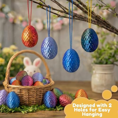 MONJITA 21 Pcs 3D Printed Easter Eggs with 21 Pcs Mini Animal Figurines Inside, Flexible Articulated Fidget Toys, Party Favors, Easter Basket Stuffers, Gifts for Kids Students Carnival Prizes
