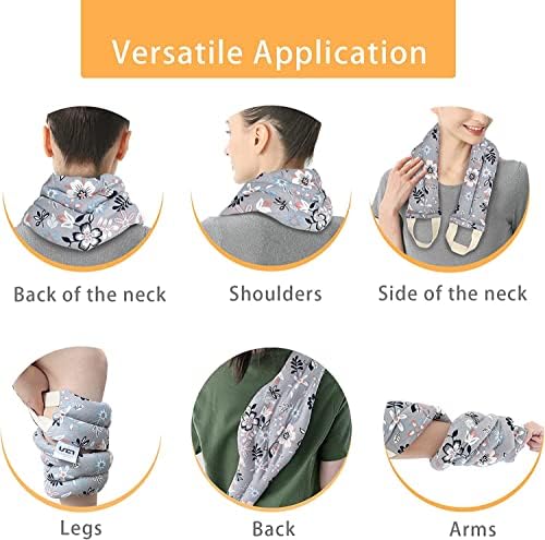 UNCN Long Wide Heating Pad for Neck and Shoulders Back 33x5.9in Microwavable Large Moist Heat Pack Warm Hot Compress Neck Wrap Weighted Bag Massage Reusable Herbal Nature Calming Portable Cotton