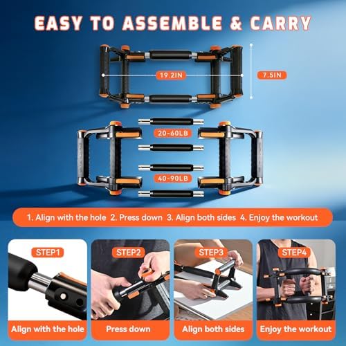 Twister Arm Trainer with Push-Up Grips, Adjustable Resistance (20-90LB), Unisex Chest Workout Equipment, Spring Resistance Exerciser for Muscle Building & Shaping