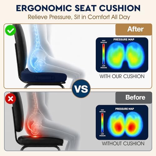 TushGuard Seat Cushion, Memory Foam Office Chair Cushion - Blue, XXX-Large