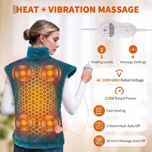 Massaging Heating Pad for Neck and Shoulders and Back, Gifts for Mom Dad