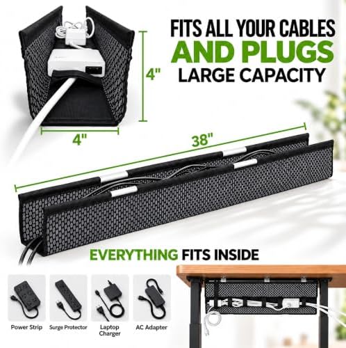 Mesh Cable Management Tray Under Desk Cord Organizer - 38"