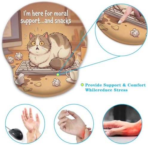 Britimes Ergonomic Mouse Pad with Wrist Support, Cat Coffee