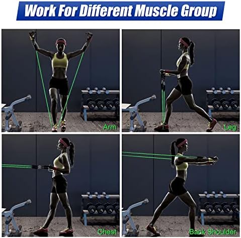 Resistance Bands Set, Himaly Exercise Bands Strength Training Fitness Bands Workout Elastic Bands with Legs Ankle Straps, Door Anchor, Handles & Carry Bag for Home Outdoor Workouts