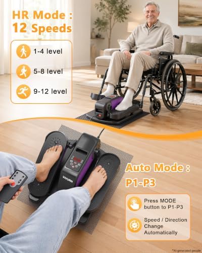 Mini Under Desk Elliptical Electric Leg Exerciser for Senior 12 Speed 4Mode