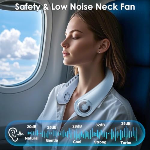 Portable Lightweight Neck Fan with Neck Support, Birthday Gifts for Men Women Dad Mom, Rechargeable Personal Wearable Cooling Neck Fans for Hot Flashes, Disneyland, Travel, Camping Essentials
