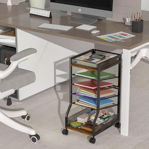 6-Tier Standing File Organizer, Rolling Under Desk Organizer for Office