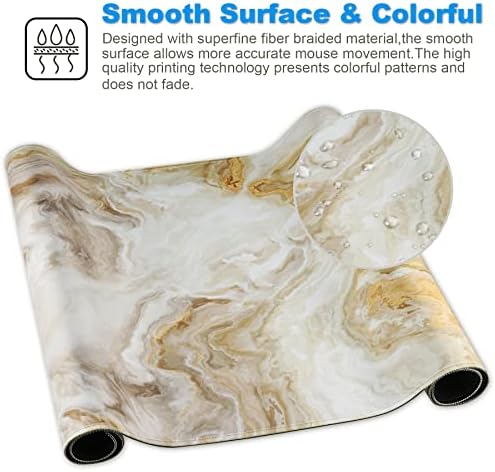 Large Gaming Mouse Pad with Stitched Edges,[27.5x11.8In] Extended Mouse Pad with Non-Slip Natural Rubber Base for Gamer/Desktop/Office/Home (70x30 Marble)