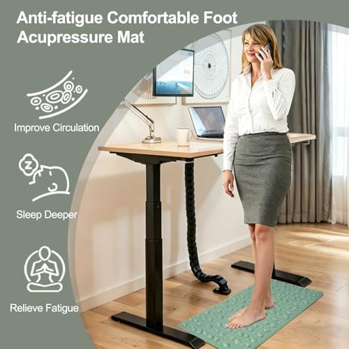 Portable Feet Acupressure Mat, Foldable Foot Massager Mat, Pressure Point Massage Pad, Anti Fatigue Office Standing Desk Stand up Pad, Relieve Foot Pain (27.6"x16.7")