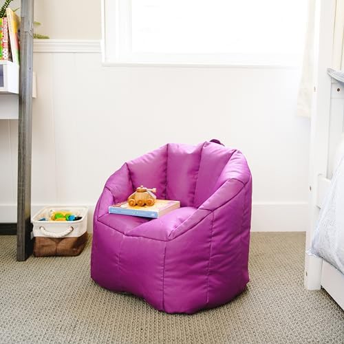 Big Joe Milano Child-Sized Bean Bag Chair for Kids Bedroom and Reading Nook, Pink Passion, Durable Easy-Clean Polyester Nylon Blend, Refillable