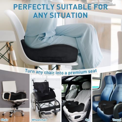 BlissTrends Extra Thick Seat Cushion for Office Chair & Car Seat, Black