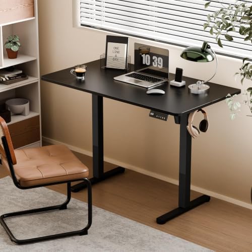 Electric Standing Desk, 40" x 24" Small Sit Stand Desk, Black