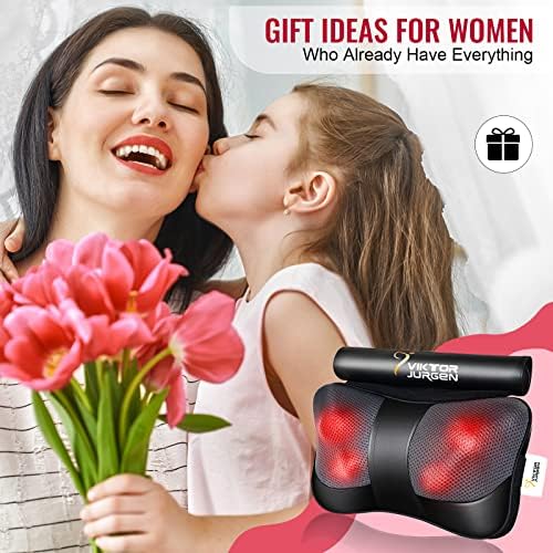 VIKTOR JURGEN Shiatsu Back Massager Heat for Pain Relief, Leather Black