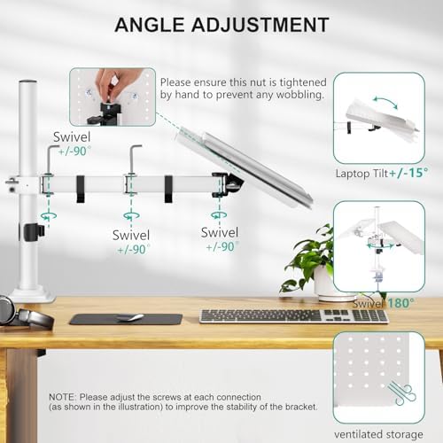 WALI Adjustable Laptop Desk Mount for 17 inch Notebook or 32 inch Screen
