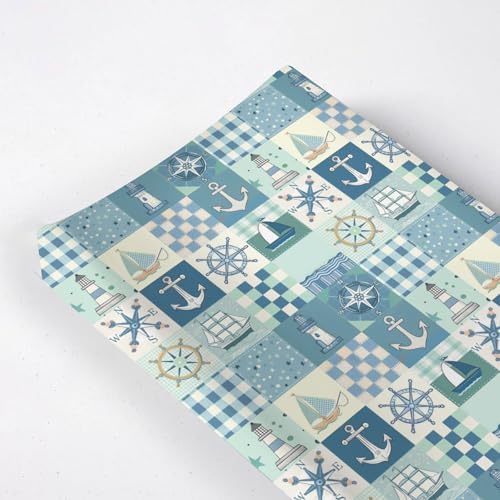 Ocean Boats Sea Lighthouse Checkered Patchwork Baby Changing Pad Cover, Unisex Sailor Nursery Diaper Changing Table Pad Mat Sheet for Boys Girls-16x32